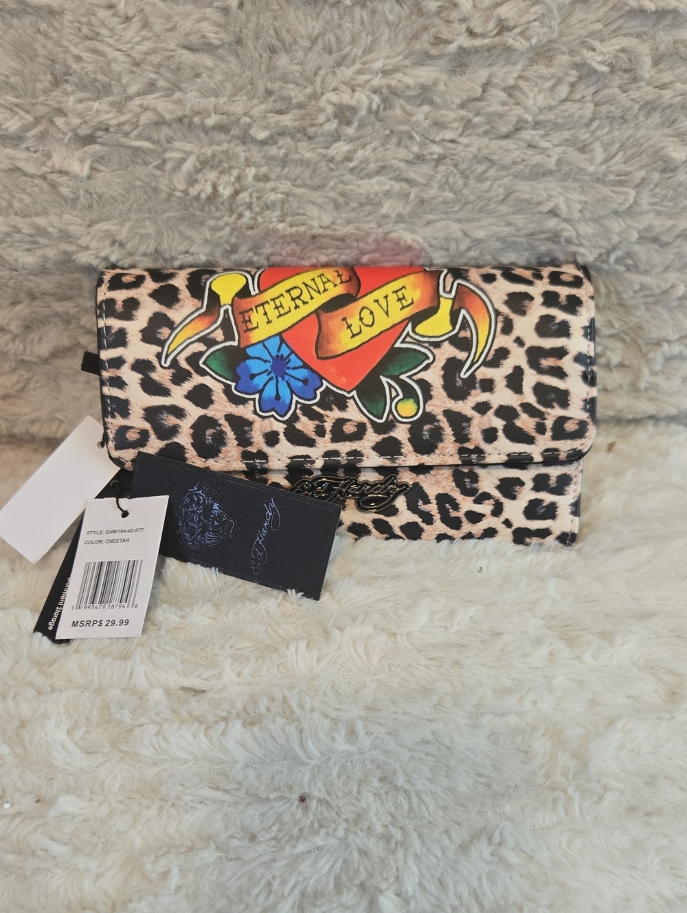 Leopard Print 'Eternal Love' Clutch Wallet - Pink/Cream